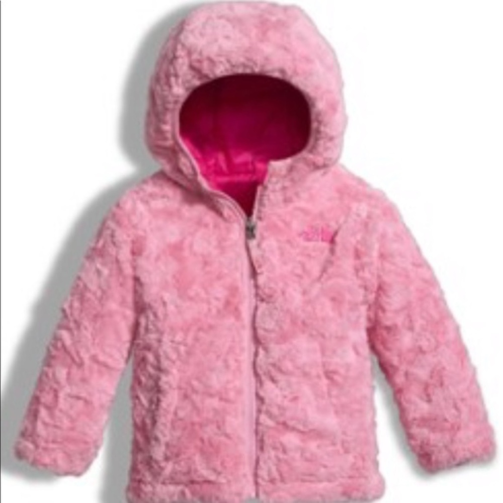 NORTH FACE Reversable Pink Furry Puffer Jacket